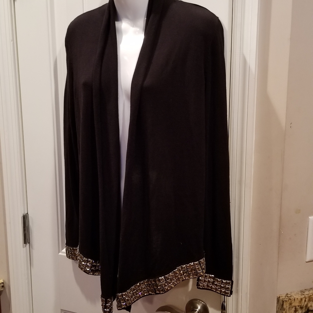 INC Black Stud Embellished Cardigan Sweate…